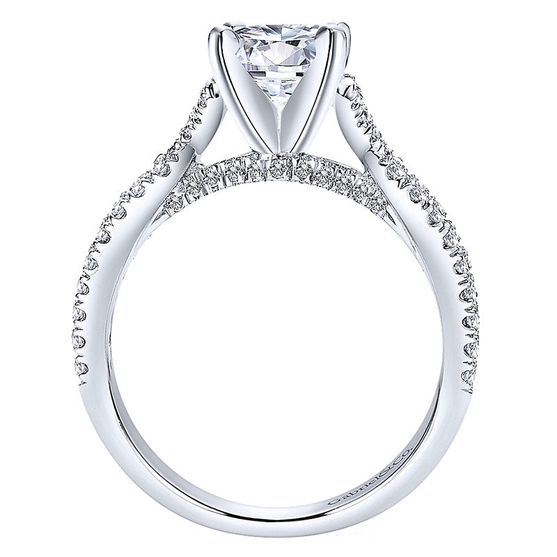 14K White Gold Diamond Pave Criss Cross 14K White Gold Engagement Ring ER7544W44Jj