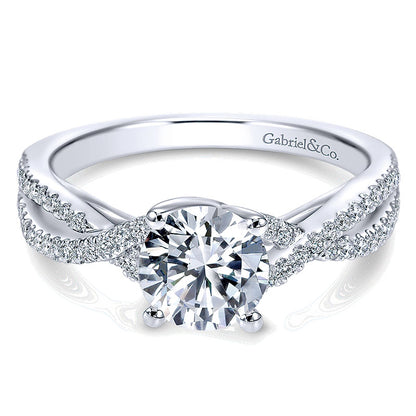 14K White Gold Diamond Pave Criss Cross 14K White Gold Engagement Ring ER7546W44Jj
