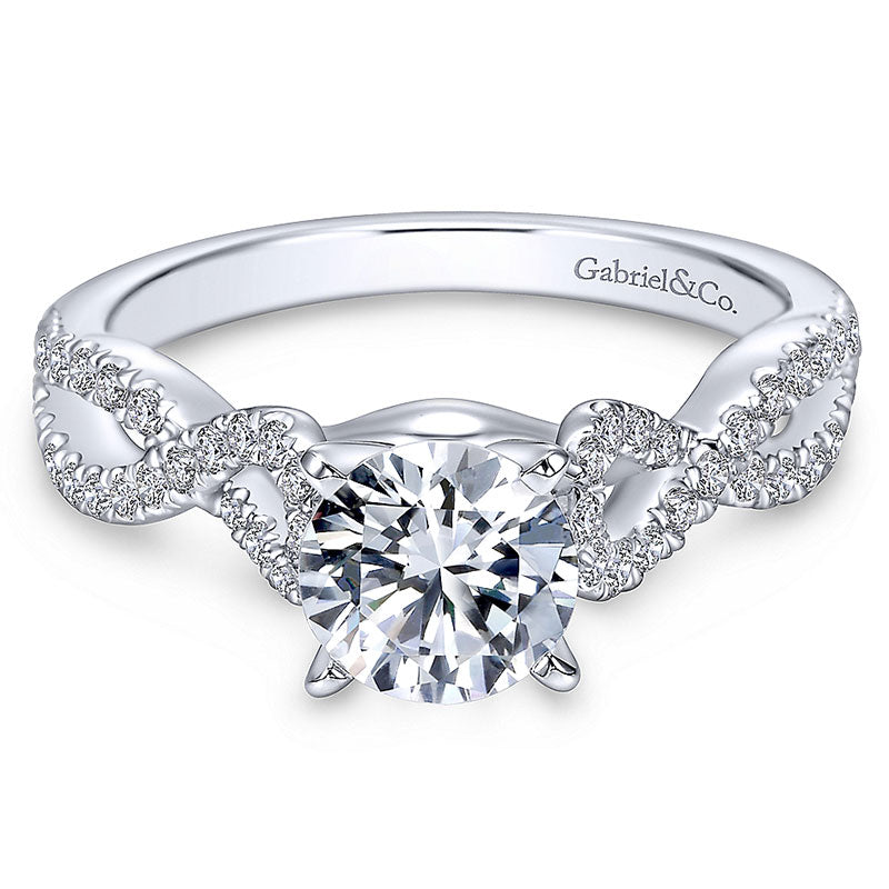 14K White Gold Engagement Ring ER7805W44Jj