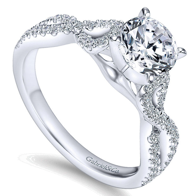 14K White Gold Engagement Ring ER7805W44Jj