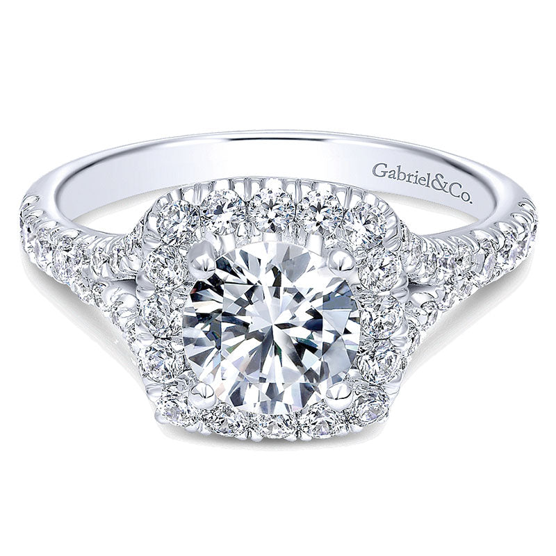 14K White Gold Diamond Pave Halo 14K White Gold Engagement Ring ER10290W44Jj