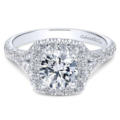 14K White Gold Diamond Pave Halo 14K White Gold Engagement Ring ER10290W44Jj