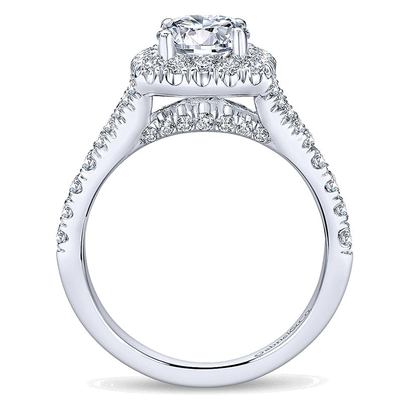 14K White Gold Diamond Pave Halo 14K White Gold Engagement Ring ER10290W44Jj