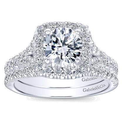 14K White Gold Diamond Pave Halo 14K White Gold Engagement Ring ER10290W44Jj