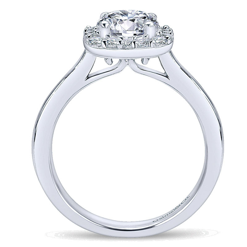 14K White Gold Diamond Pave Halo With Rounded Shank 14K White Gold Engagement Ring ER6873W44Jj