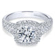 14K White Gold Diamond Pave Split Shank Halo 14K White Gold Engagement Ring ER10252W44Jj