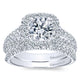 14K White Gold Diamond Pave Split Shank Halo 14K White Gold Engagement Ring ER10252W44Jj