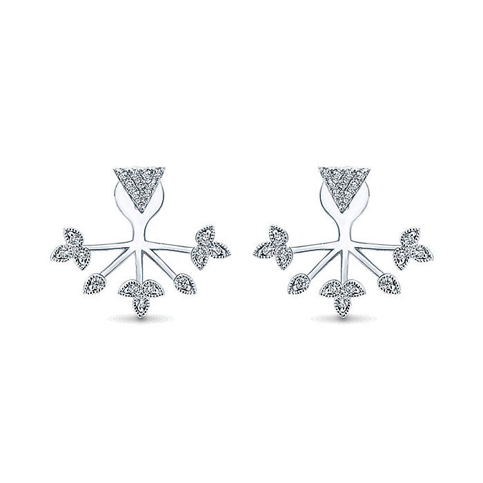 14k White Gold Diamond Peek A Boo Earrings