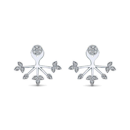14k White Gold Diamond Peek A Boo Earrings