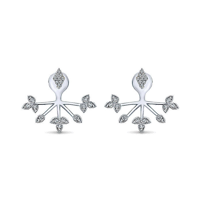 14k White Gold Diamond Peek A Boo Earrings
