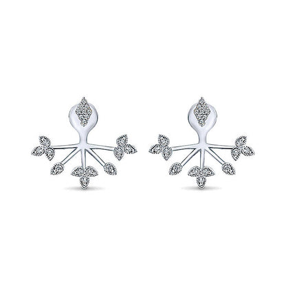 14k White Gold Diamond Peek A Boo Earrings