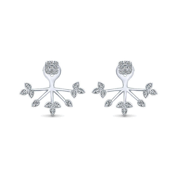 14k White Gold Diamond Peek A Boo Earrings