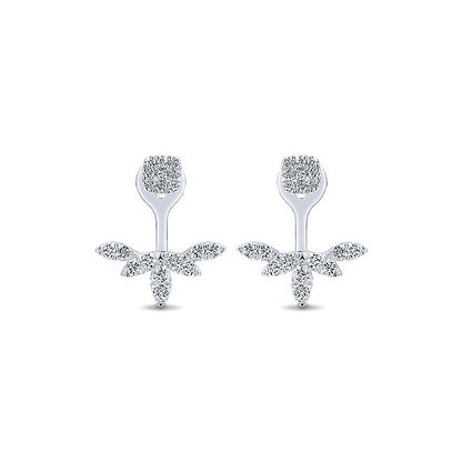 14k White Gold Diamond Peek A Boo Earrings