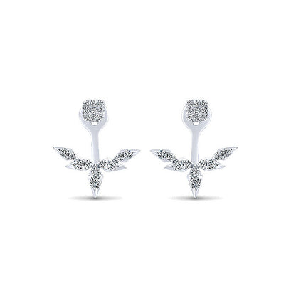 14k White Gold Diamond Peek A Boo Earrings