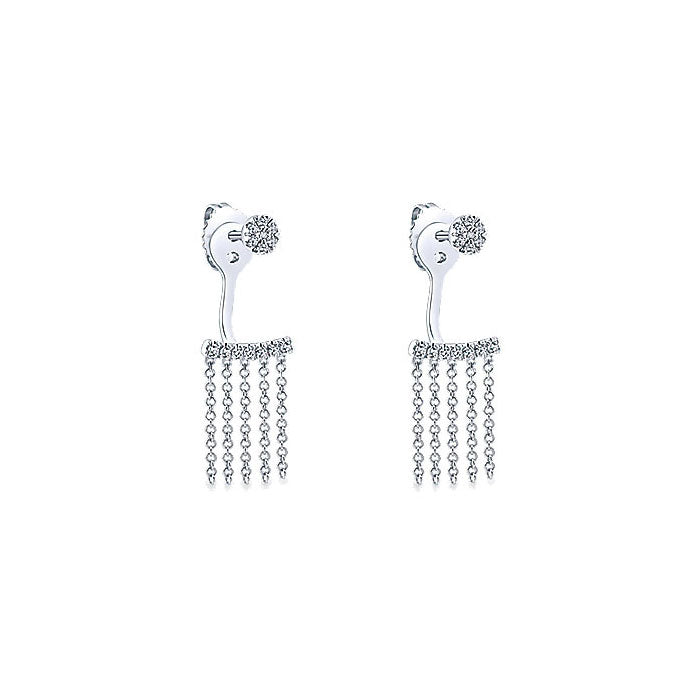 14k White Gold Diamond Peek A Boo Earrings