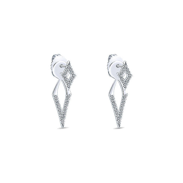 14k White Gold Diamond Peek A Boo Earrings