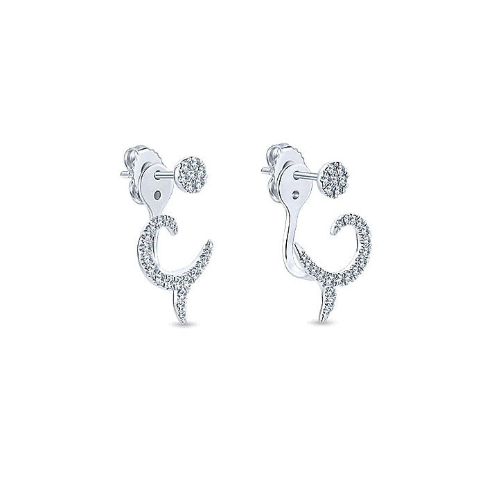 14k White Gold Diamond Peek A Boo Earrings
