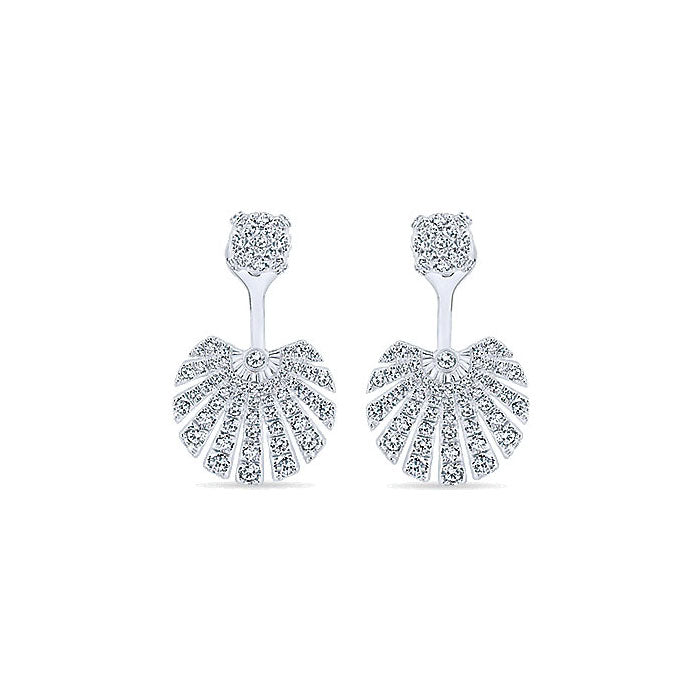 14k White Gold Diamond Peek A Boo Earrings
