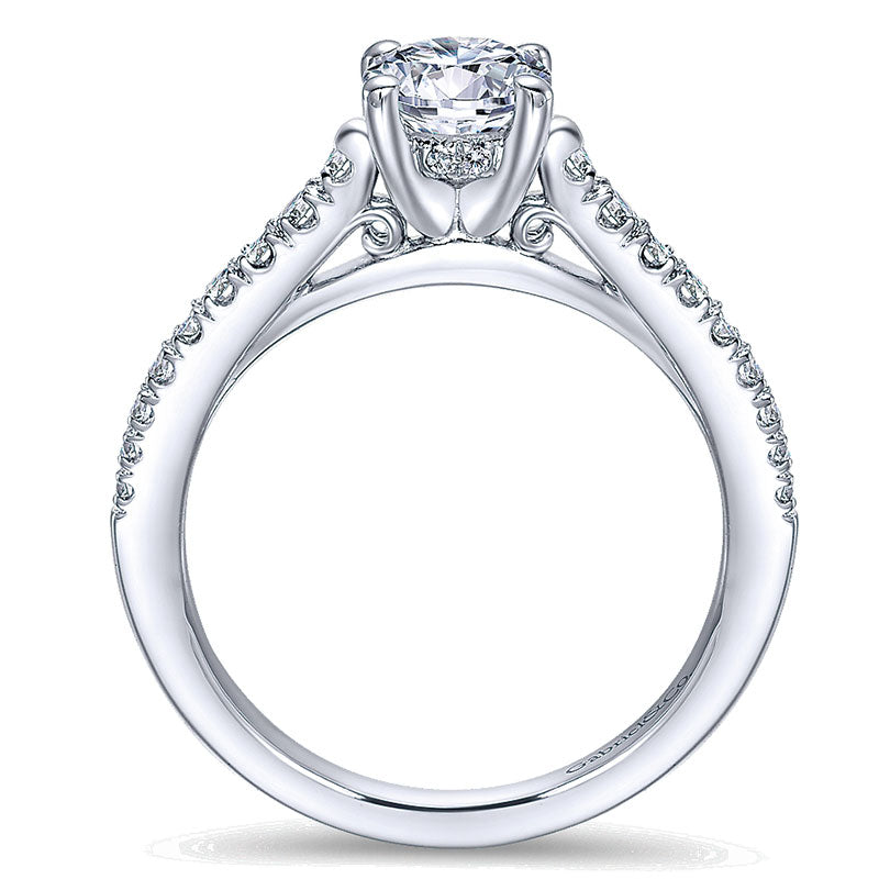 14K White Gold Diamond Petite Pave Straight 14K White Gold Engagement Ring ER12297R3W44Jj