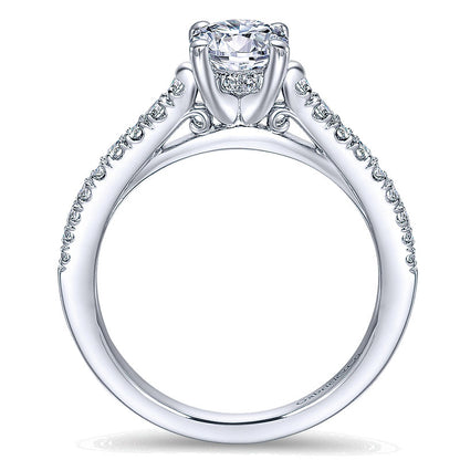 14K White Gold Diamond Petite Pave Straight 14K White Gold Engagement Ring ER12297R3W44Jj