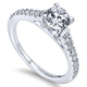 14K White Gold Diamond Petite Pave Straight 14K White Gold Engagement Ring ER12297R3W44Jj
