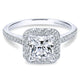 14K White Gold Diamond Princess Cut Halo With French Pave Shank 14K White Gold Engagement Ring ER726