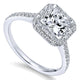 14K White Gold Diamond Princess Cut Halo With French Pave Shank 14K White Gold Engagement Ring ER726