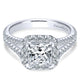 14K White Gold Diamond Princess Cut Halo With Pave Split Shank 14K White Gold Engagement Ring ER7262