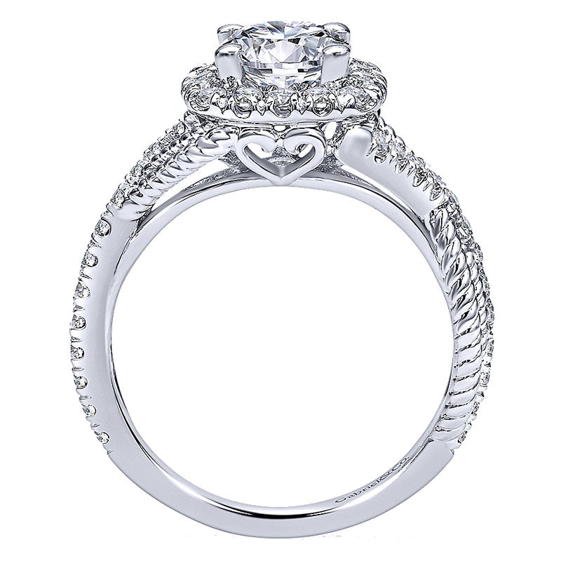 14K White Gold Diamond Riata ANd Pave Twist Halo 14K White Gold Engagement Ring ER10060W44Jj