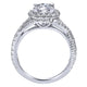 14K White Gold Diamond Riata ANd Pave Twist Halo 14K White Gold Engagement Ring ER10060W44Jj