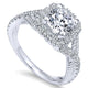 14K White Gold Diamond Riata ANd Pave Twist Halo 14K White Gold Engagement Ring ER10060W44Jj
