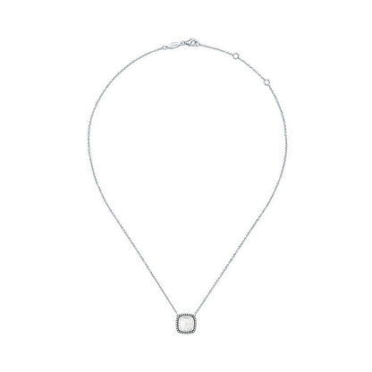 14k White Gold Diamond Rock Crystal Fashion Necklace