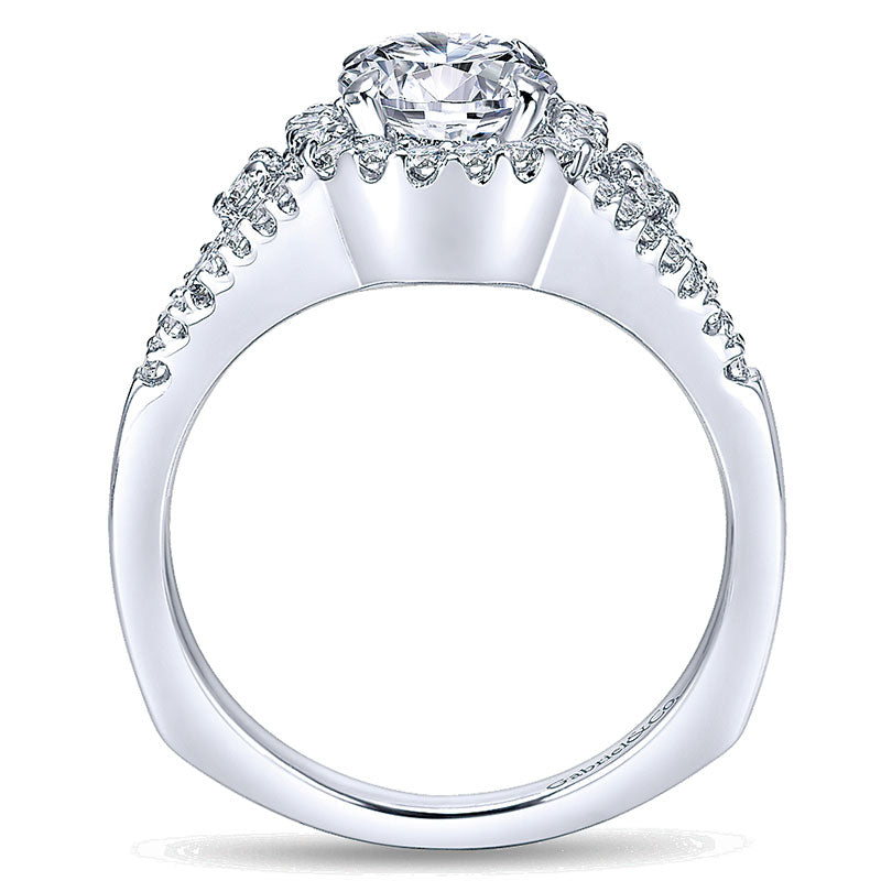 14K White Gold Diamond Round Pave Halo 14K White Gold Engagement Ring ER4179W44Jj