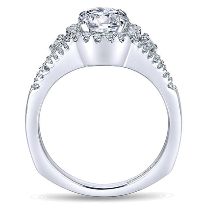 14K White Gold Diamond Round Pave Halo 14K White Gold Engagement Ring ER4179W44Jj
