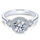 14K White Gold Diamond Round Pave Halo ANd Side Stone Setting 14K White Gold Engagement Ring ER7482W