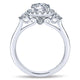 14K White Gold Diamond Round Pave Halo ANd Side Stone Setting 14K White Gold Engagement Ring ER7482W