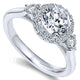14K White Gold Diamond Round Pave Halo ANd Side Stone Setting 14K White Gold Engagement Ring ER7482W