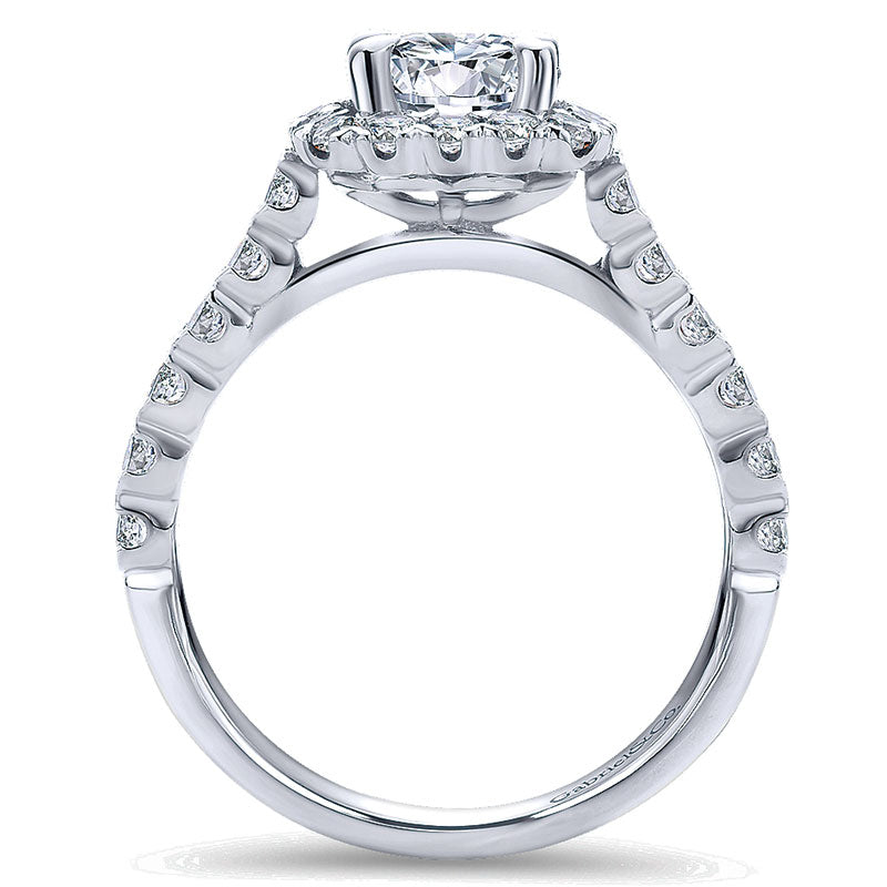14K White Gold Diamond Shared Prong Halo 14K White Gold Engagement Ring ER10288W44Jj