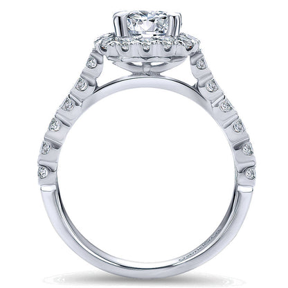 14K White Gold Diamond Shared Prong Halo 14K White Gold Engagement Ring ER10288W44Jj