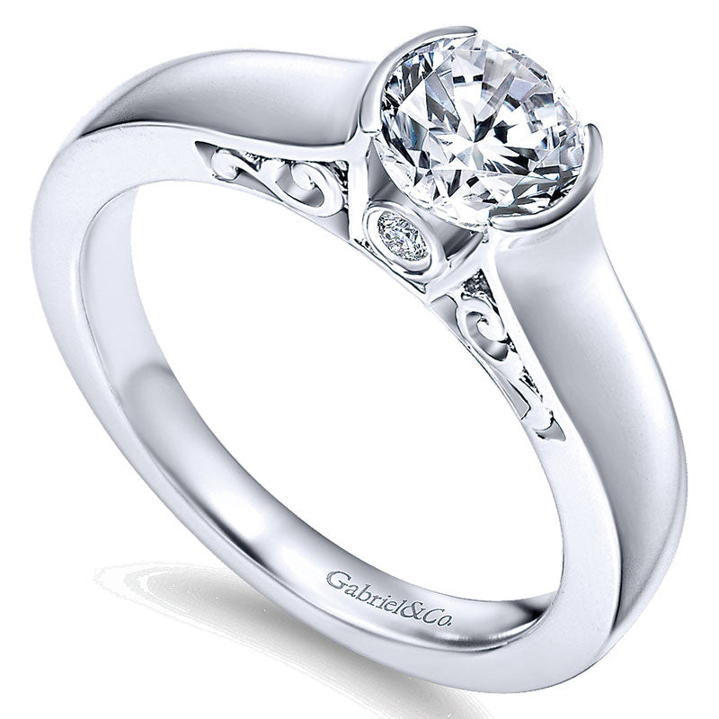 Engagement Ring 14k White Gold Diamond Solitaire