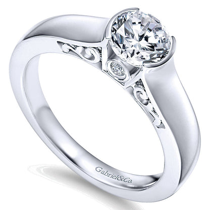 Engagement Ring 14k White Gold Diamond Solitaire