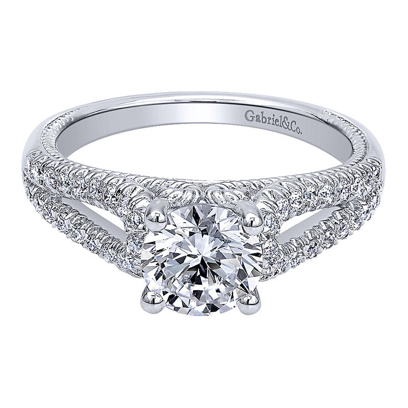 Engagement Ring 14k White Gold Diamond Split Shank