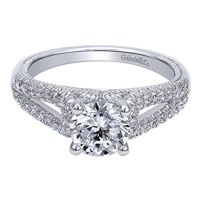 Engagement Ring 14k White Gold Diamond Split Shank