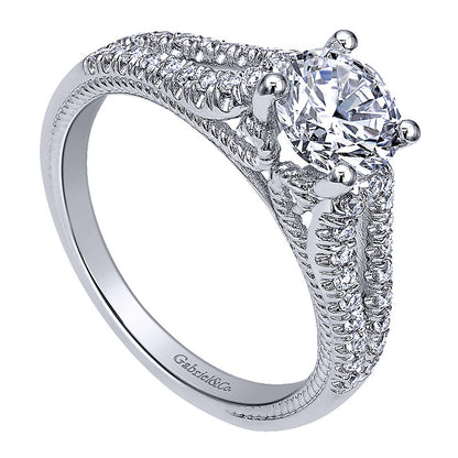 Engagement Ring 14k White Gold Diamond Split Shank