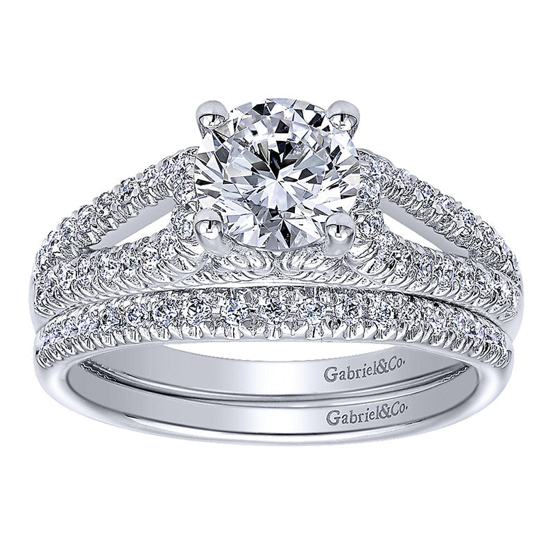 Engagement Ring 14k White Gold Diamond Split Shank
