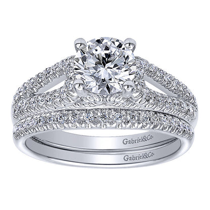 Engagement Ring 14k White Gold Diamond Split Shank