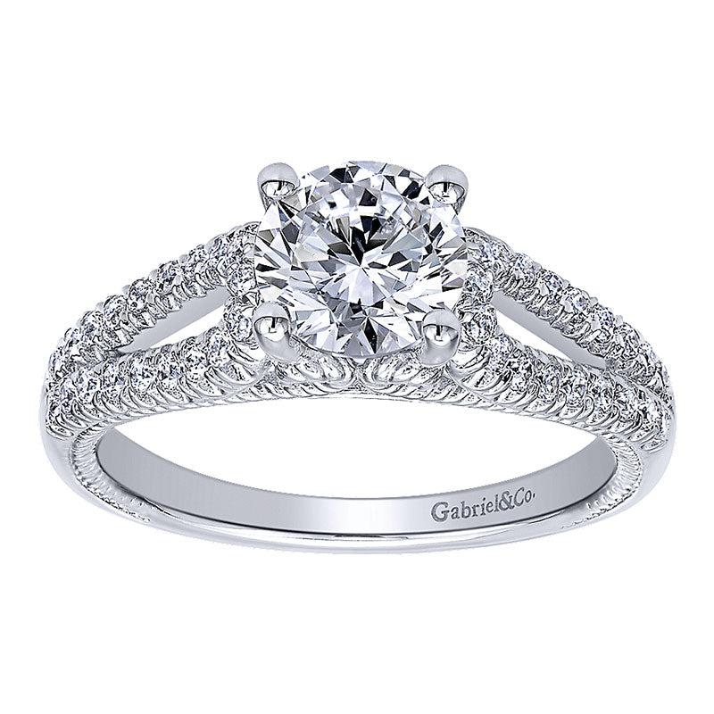 Engagement Ring 14k White Gold Diamond Split Shank