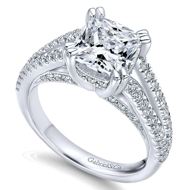14K White Gold Diamond Split Shank 14K White Gold Engagement Ring ER12338C8W44Jj