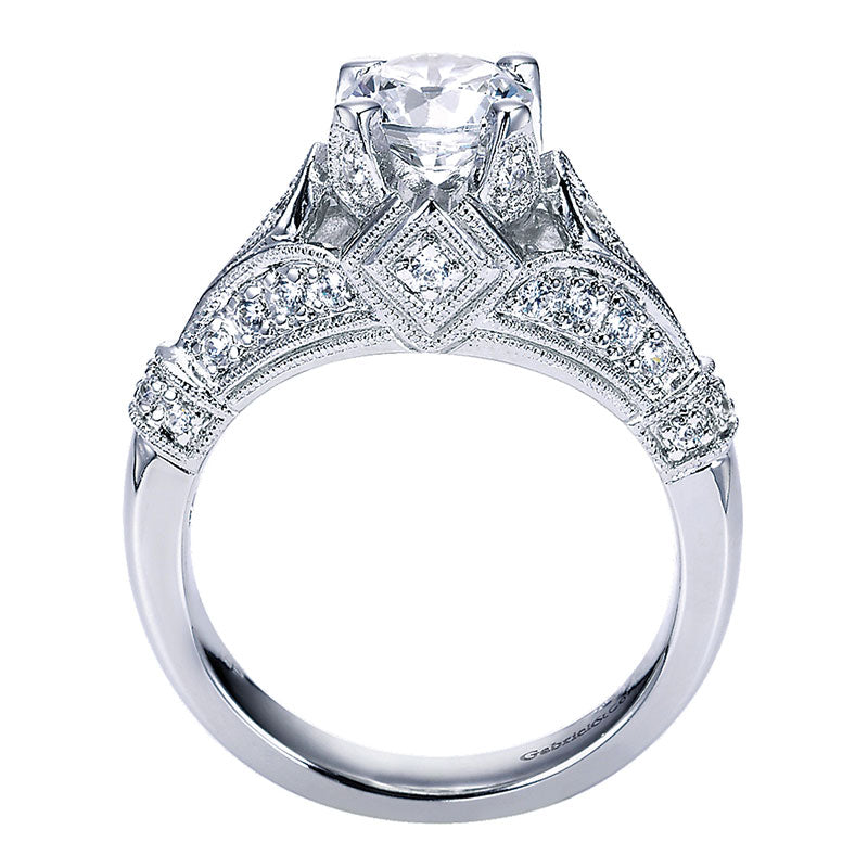 Engagement Ring 14k White Gold Diamond Split Shank