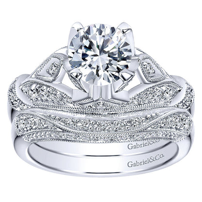 Engagement Ring 14k White Gold Diamond Split Shank